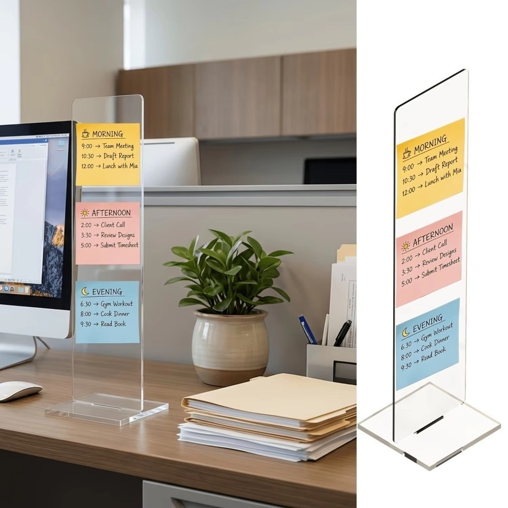 Desk Setup Home Office - Durable Acrylic Memo Message Board Detachable