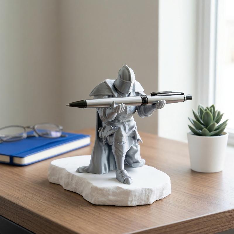 Desk Setup Home Office - Knight Pen Holder Unique Desk Organizer