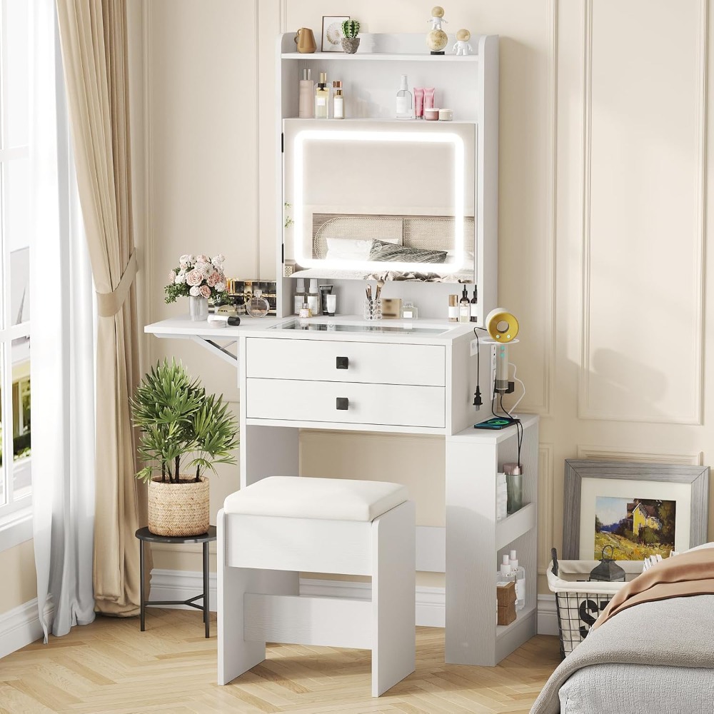 Desk Setup In Small Bedroom - Small Makeup Vanity Desk with 3