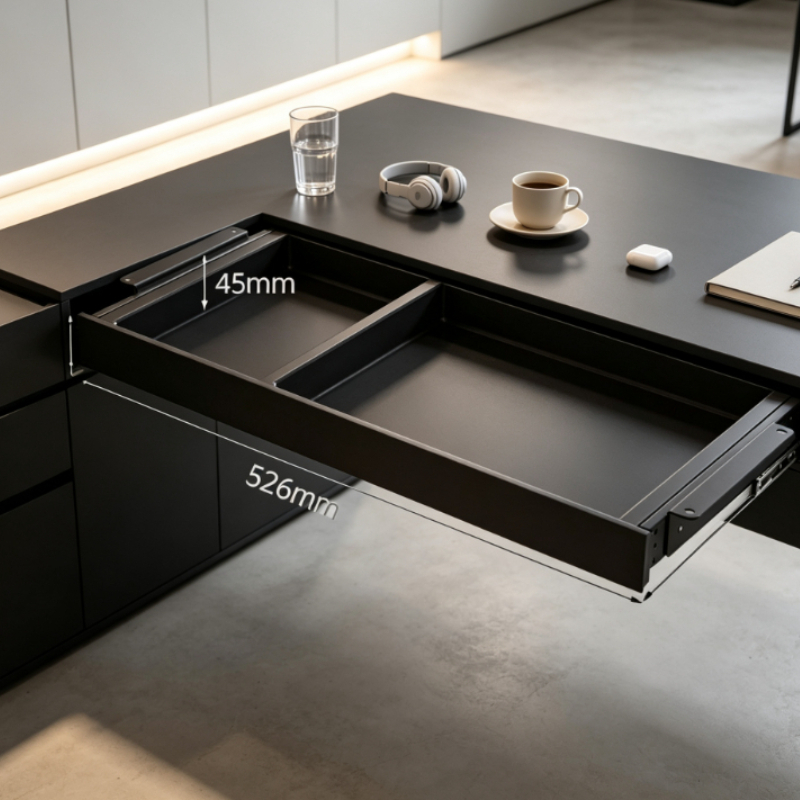 Desk Setup Home Office - Premium Under Desk Slide-Out Storage Tray,