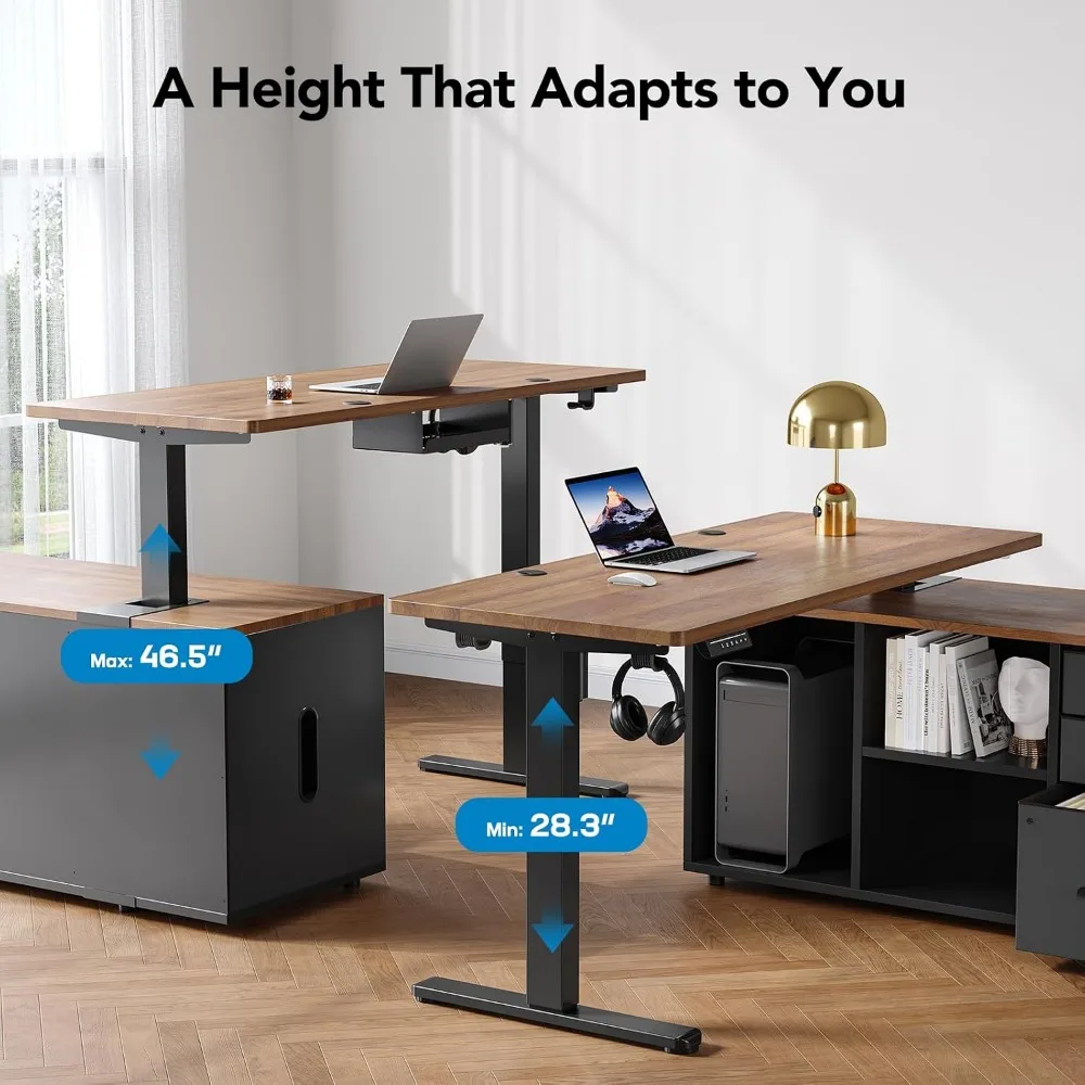 HUANUO 55 Inch L Shaped Standi - Desk Setup Height ulasan dan harga