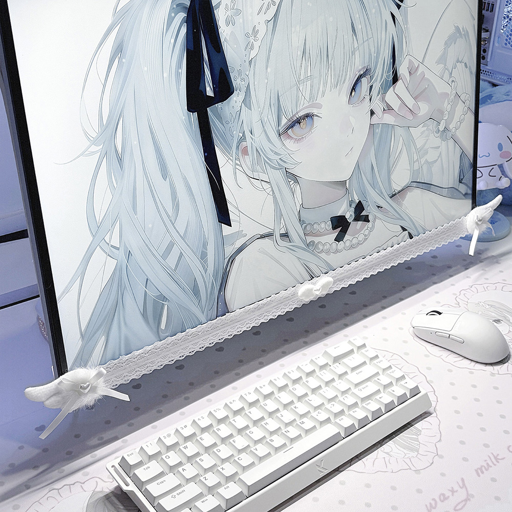 New Screen Decor White Lace Mo - Desk Setup Home Office ulasan dan harga
