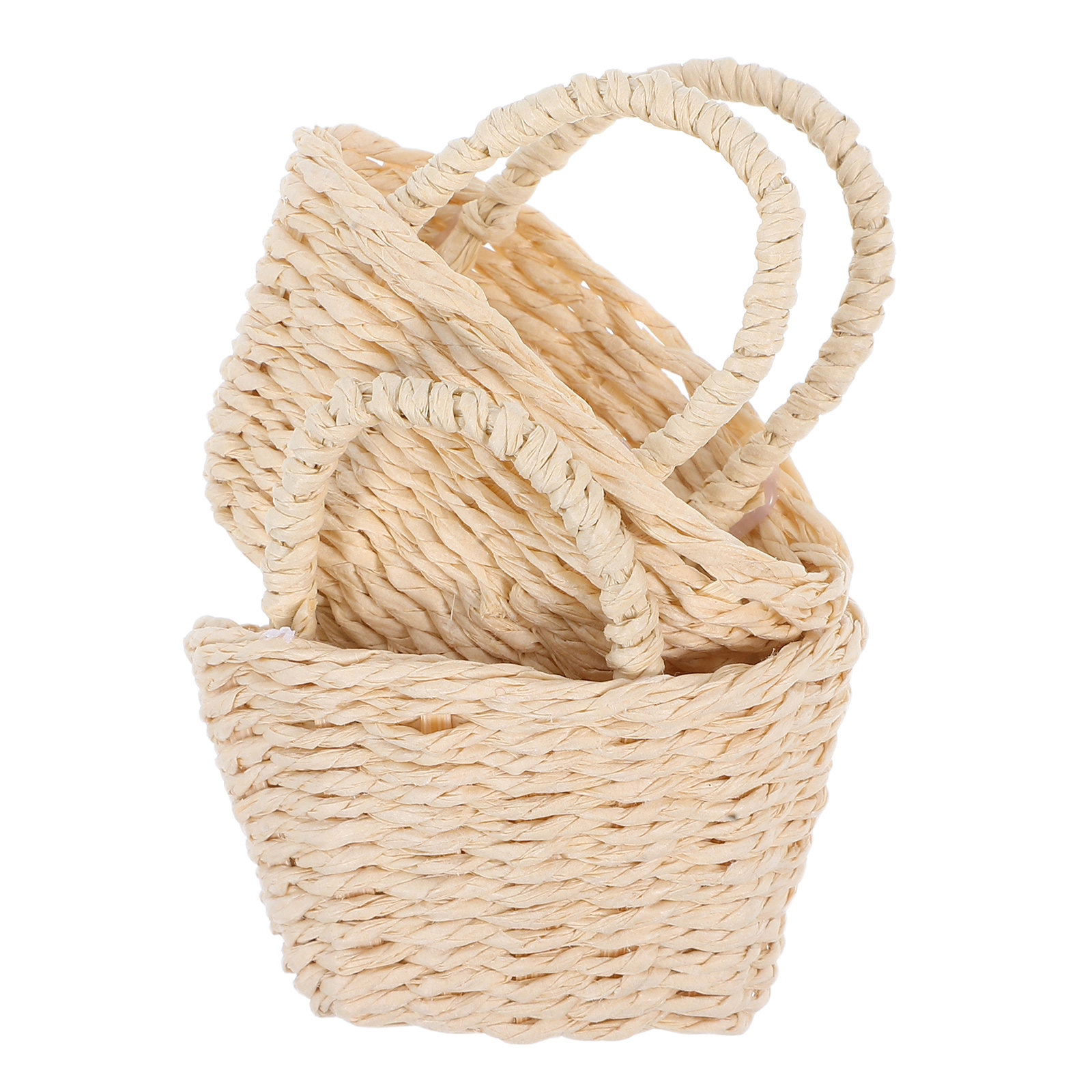 2Pcs Mini Raffia Handle Basket - Desk Setup For Small Space ulasan dan harga