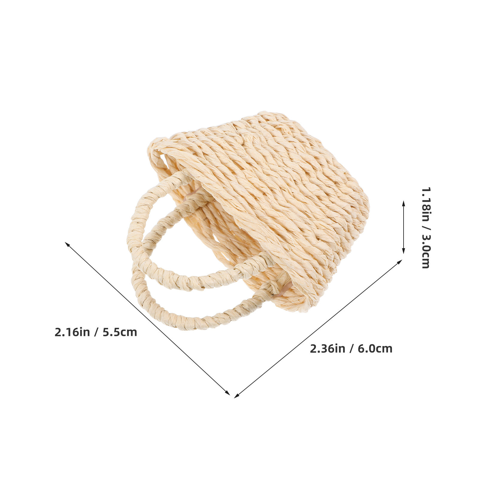 2Pcs Mini Raffia Handle Basket - Desk Setup For Small Space ulasan dan harga