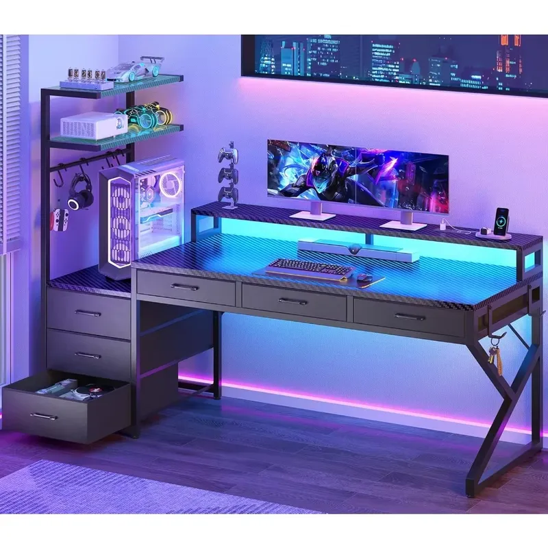 55 Inch Gaming Desk with 6 Dra - Desk Setup Corner ulasan dan harga