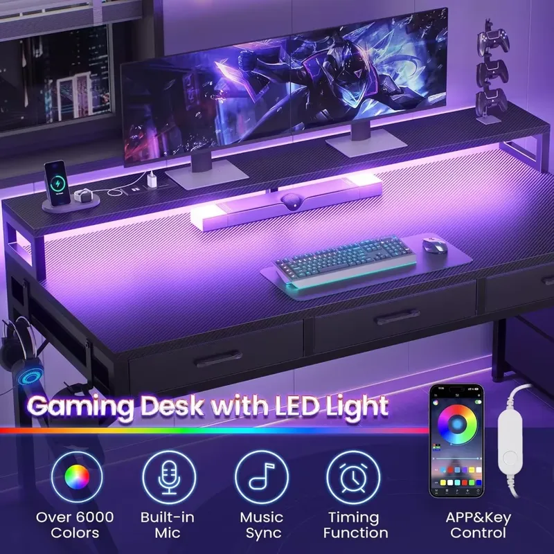 55 Inch Gaming Desk with 6 Dra - Desk Setup Corner ulasan dan harga