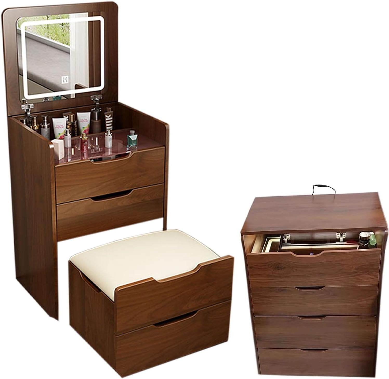 (Walnut) 3 in 1 Vanity Desk wi - Desk Setup In Small Bedroom ulasan dan harga