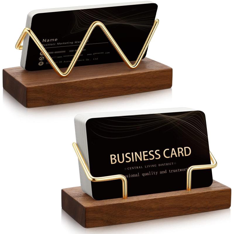 【A8】Wooden Business Card Holde - Desk Setup Home Office ulasan dan harga