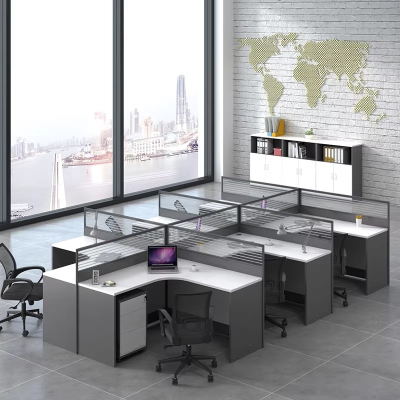 White Office Desk for 2 4 or 6 - Desk Setup Corner ulasan dan harga