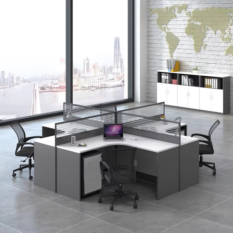 White Office Desk for 2 4 or 6 - Desk Setup Corner ulasan dan harga