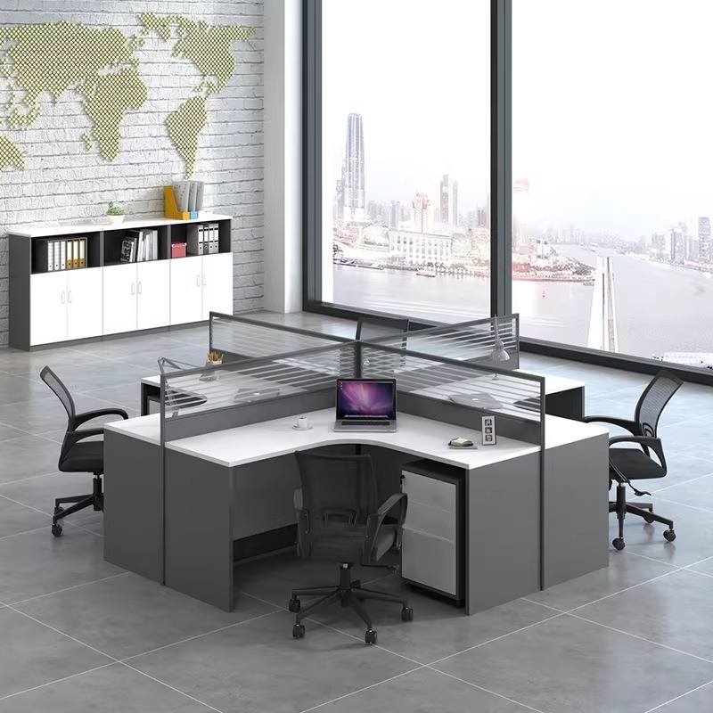 White Office Desk for 2 4 or 6 - Desk Setup Corner ulasan dan harga