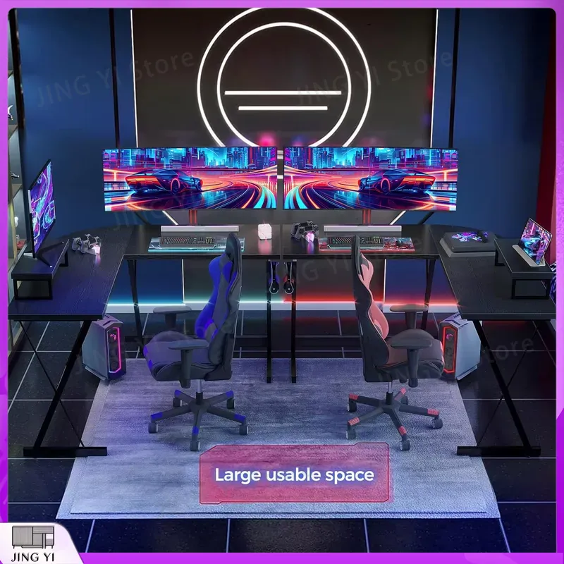 L Shaped Gaming Desk with Moni - Desk Setup Corner ulasan dan harga