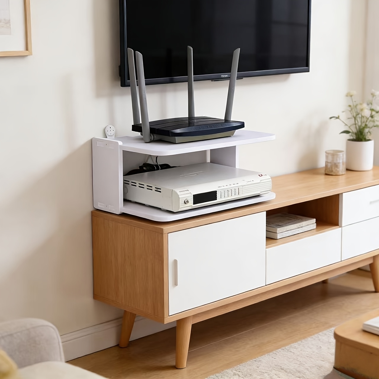 Wall-Mounted Router & Cable Or - Desk Setup Tv ulasan dan harga