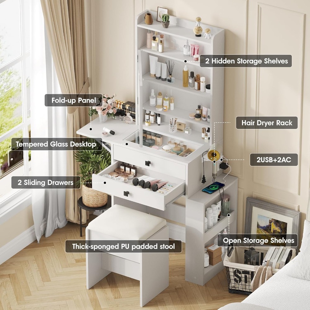 Small Makeup Vanity Desk with  - Desk Setup In Small Bedroom ulasan dan harga