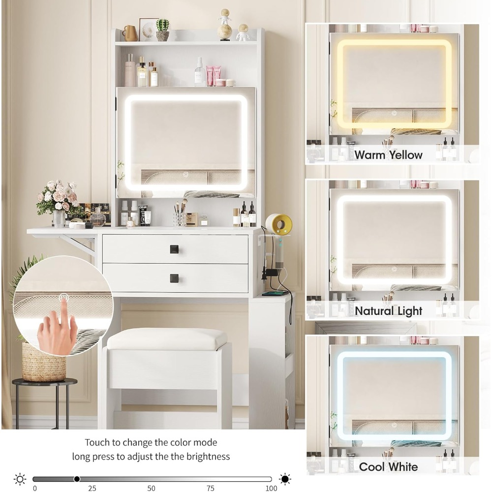 Small Makeup Vanity Desk with  - Desk Setup In Small Bedroom ulasan dan harga