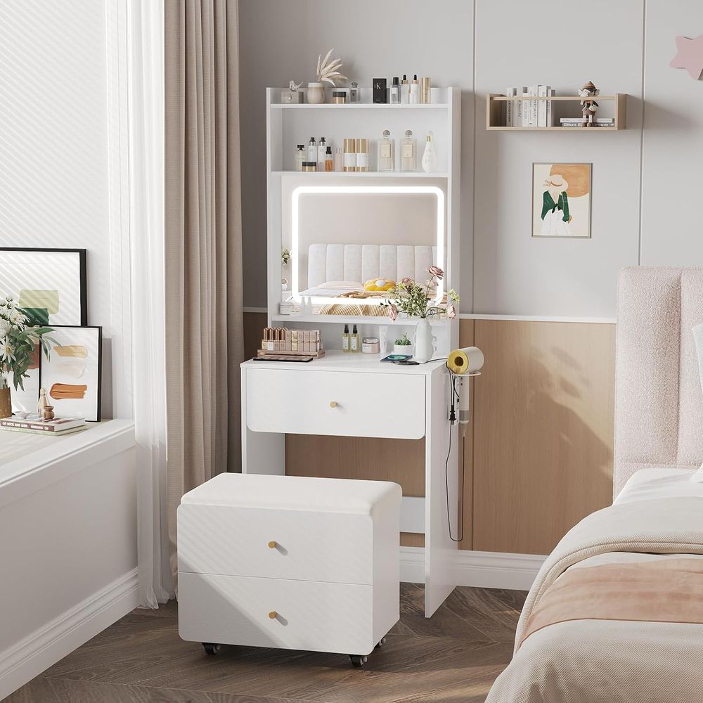 Make Up Vanity Desk with Mirro - Desk Setup In Small Bedroom ulasan dan harga