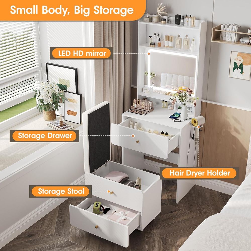 Make Up Vanity Desk with Mirro - Desk Setup In Small Bedroom ulasan dan harga
