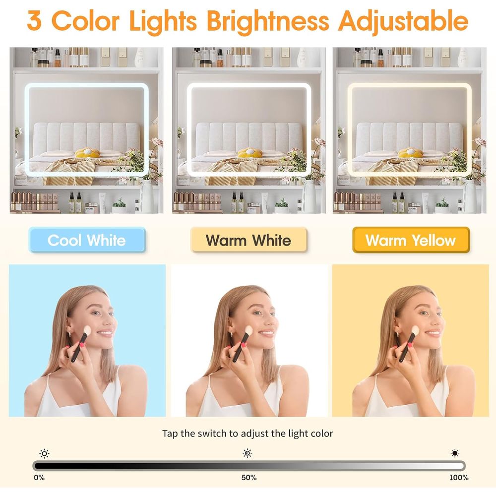 Make Up Vanity Desk with Mirro - Desk Setup In Small Bedroom ulasan dan harga
