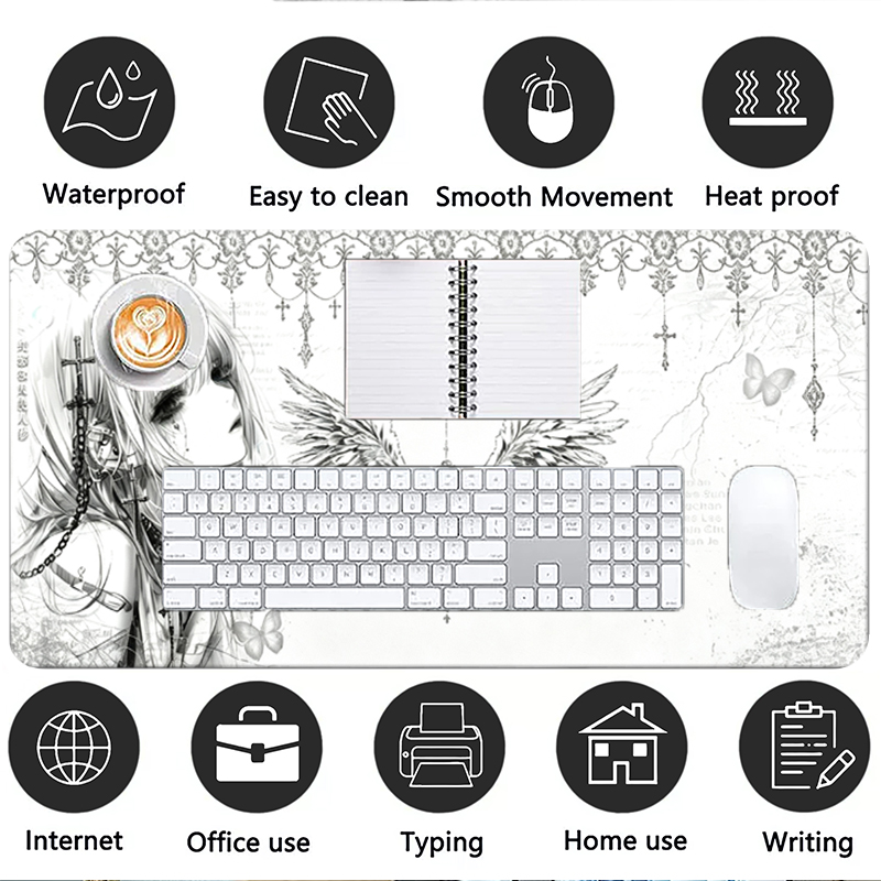 Leather Mousepad Black White A - Desk Setup Rug ulasan dan harga