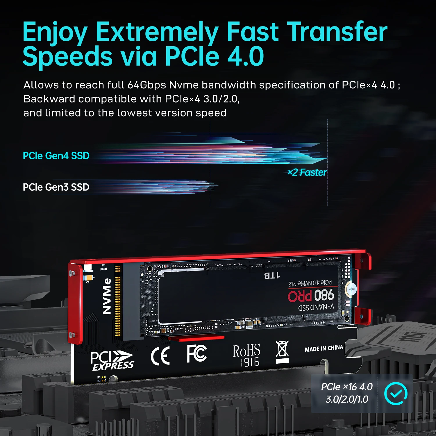 JEYI M.2 NVME To PCIe 4.0 X16  - Samsung Ssd 990 Pro ulasan dan harga