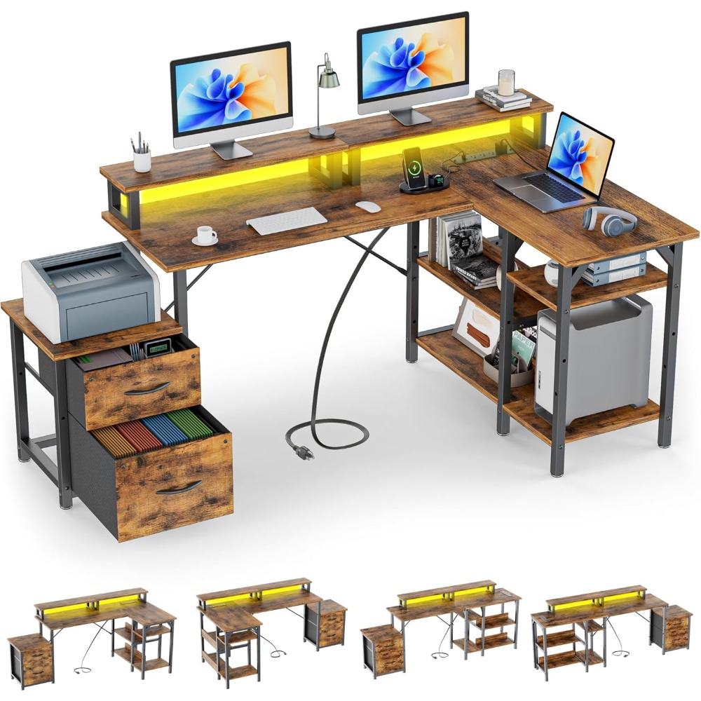 Office Desk with File Drawers& - Desk Setup Corner ulasan dan harga
