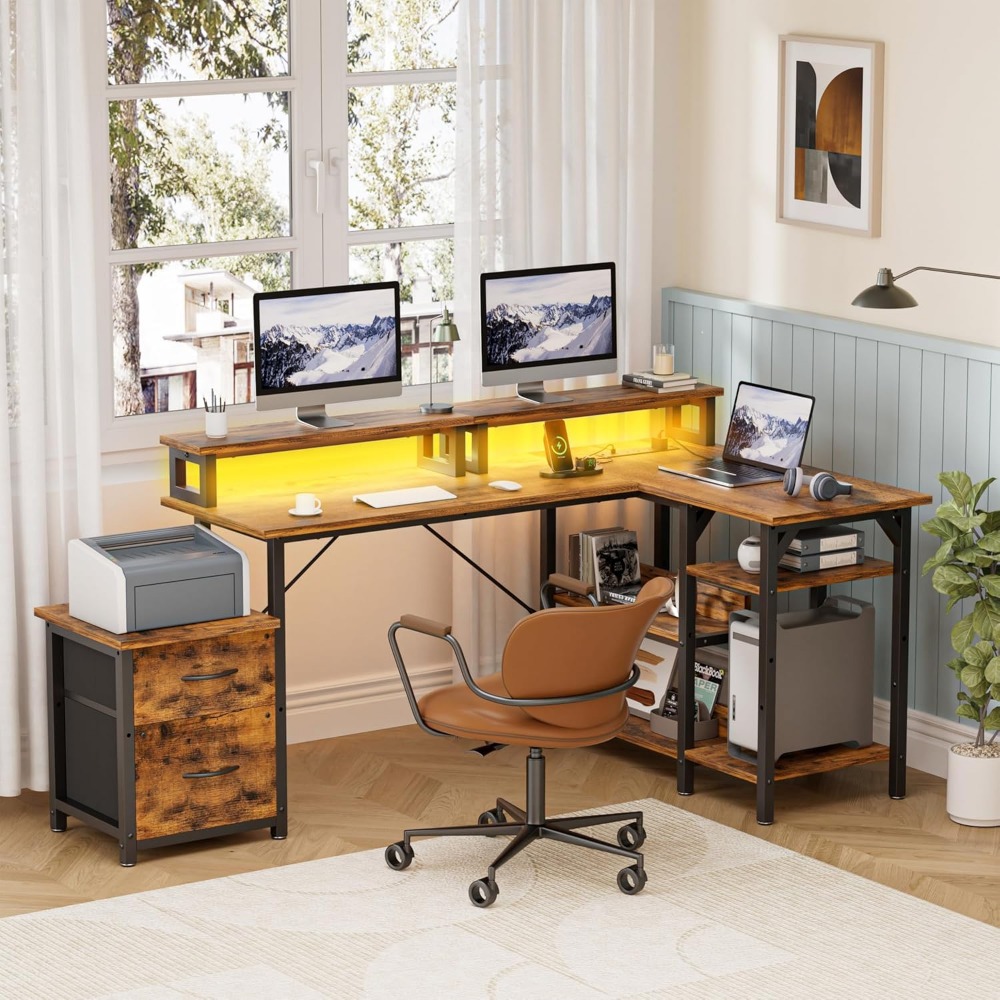 Office Desk with File Drawers& - Desk Setup Corner ulasan dan harga