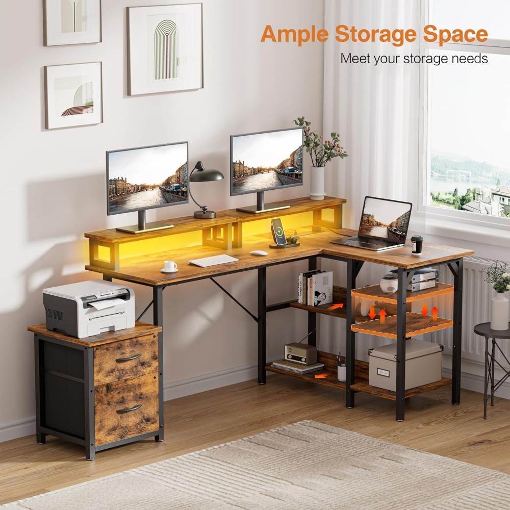 Office Desk with File Drawers& - Desk Setup Corner ulasan dan harga